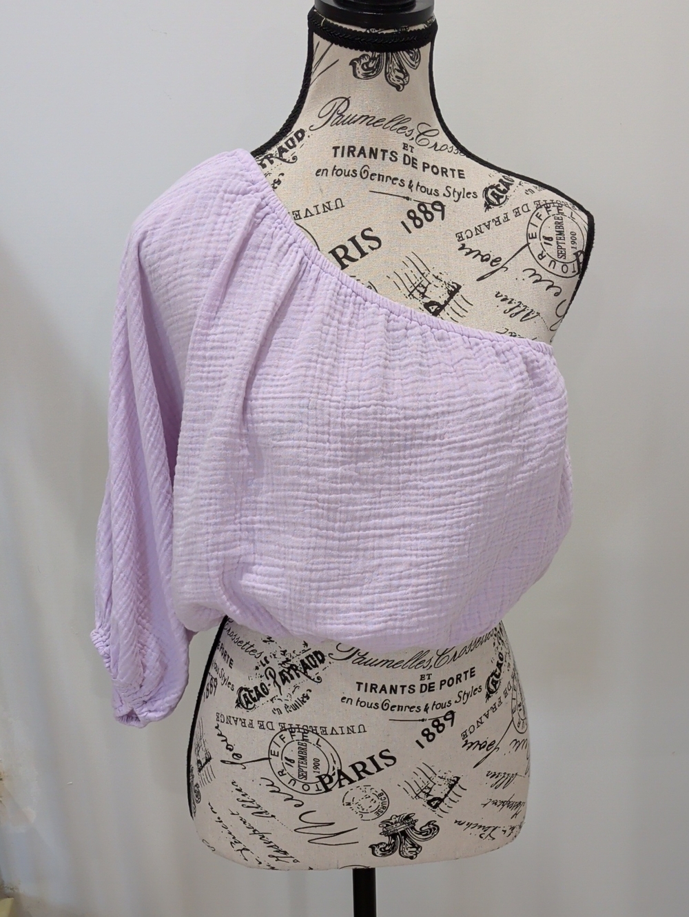 DKNY | Women's Lilac Mist One Shoulder Woven Cotton Cropped Top